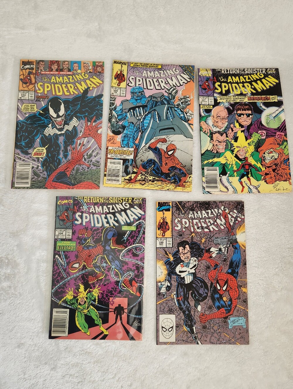 Amazing Spider-Man #329 330 332 334 337 Newsstand Lot Venom Sinister Six Golden